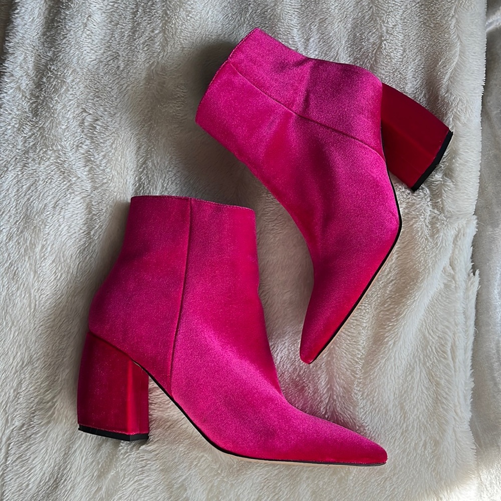 Pink Velvet Booties